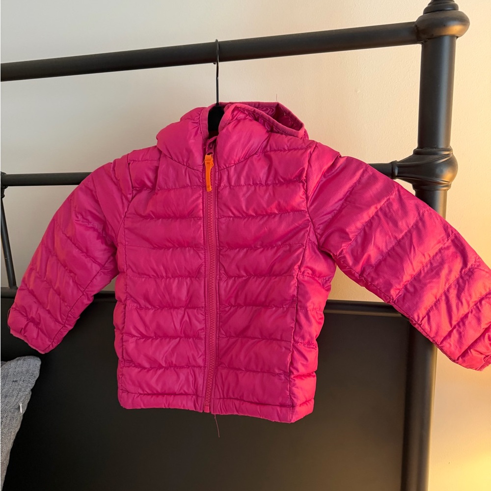 Primary pink puffer jacket 3t